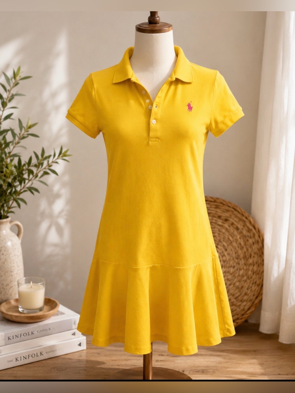 Polo ralph Lauren short sleeve yellow Dress with Logo size xl